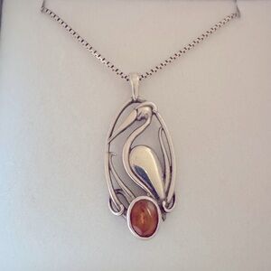 Sterling silver art Nouveau Crane pendant with citrine Bonsai Silver Gal…